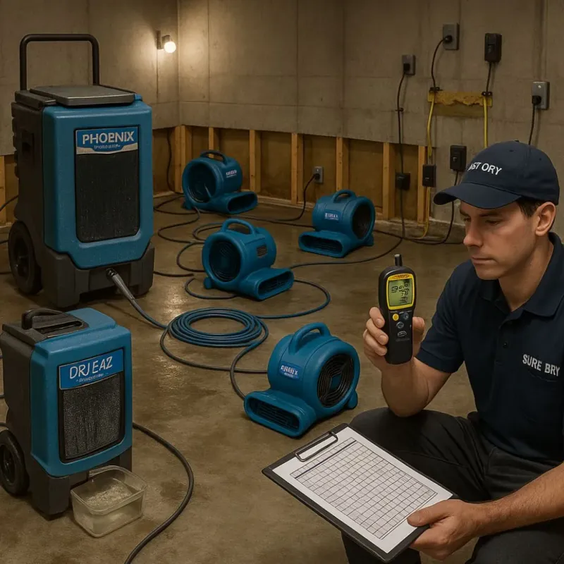 Structural Drying and Dehumidification process in Maury, NC